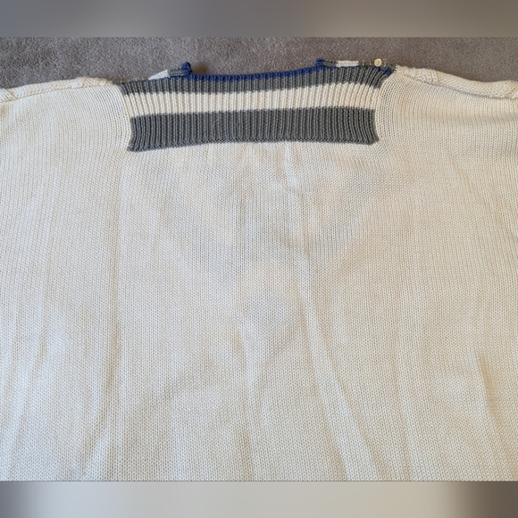 Sequin Kitty Hawk by Vivian Wang beige wool knit v-neck sweater L - Picture 10 of 10
